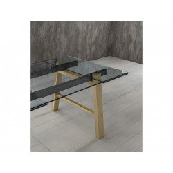 TABLE EXTENSIBLE EN VERRE ET BOIS HORNET