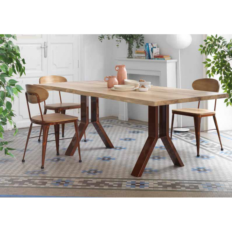 CHAISE AUSTIN INDUSTRIELLE EN BOIS ET MÉTAL