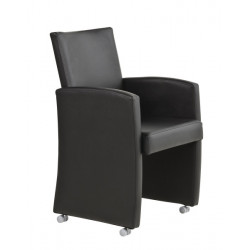 FAUTEUIL DE SALON A ROULETTES SARAH EN SIMILICUIR