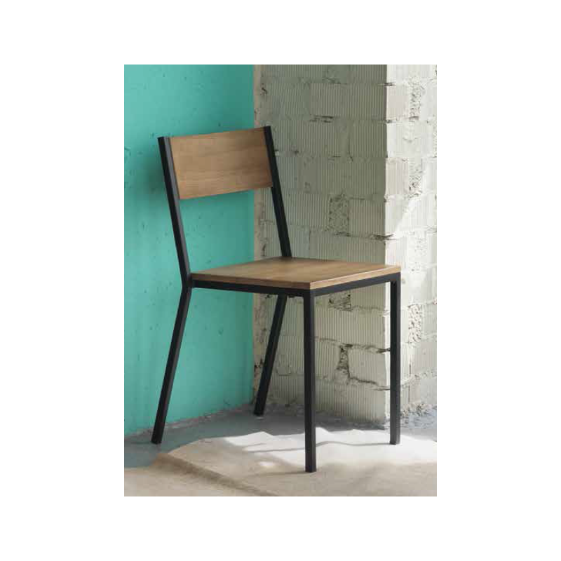 Chaise Industrielle de Bistrot TORONTO en Bois et Métal - Le Chaisier