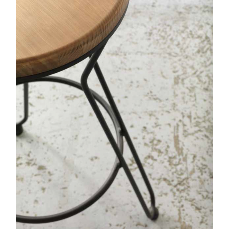 TABOURET ROND INDUSTRIEL EN MÉTAL ET BOIS LISBOA