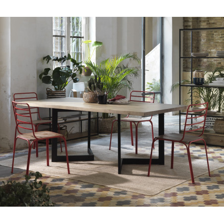 TABLE EN BOIS ET MÉTAL INDUSTRIELLE GARDA