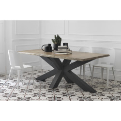 TABLE INDUSTRIELLE EN CHÊNE AVEC PIÉTEMENT CENTRAL NORMADIA
