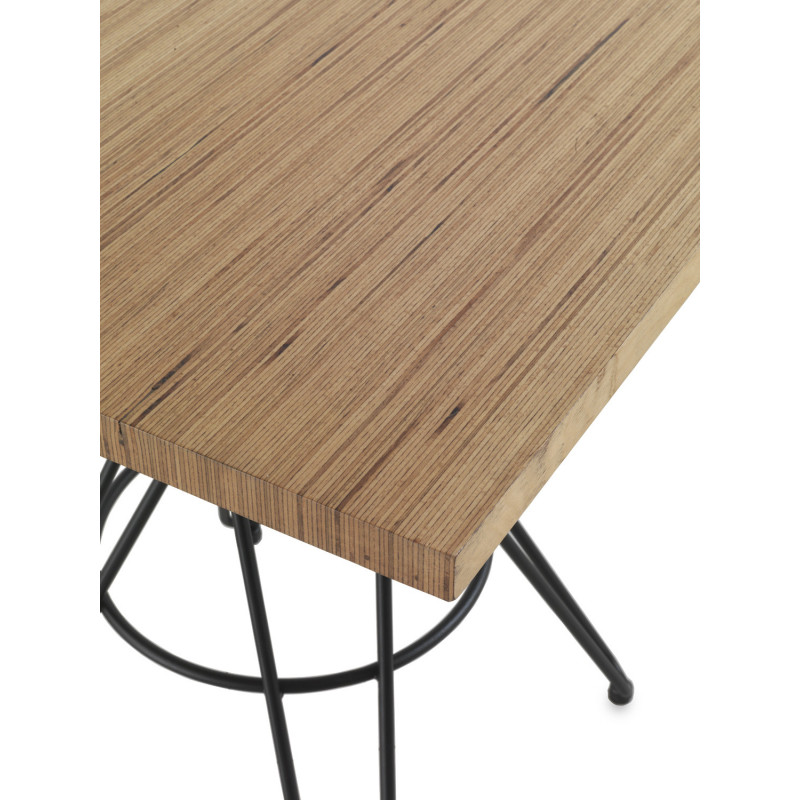 TABLE CARRÉE INDUSTRIELLE EN BOIS ET MÉTAL GAUDI