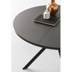 TABLE CONTEMPORAINE GIOVE RONDE OU OVALE CERAMIQUE PIED CENTRAL