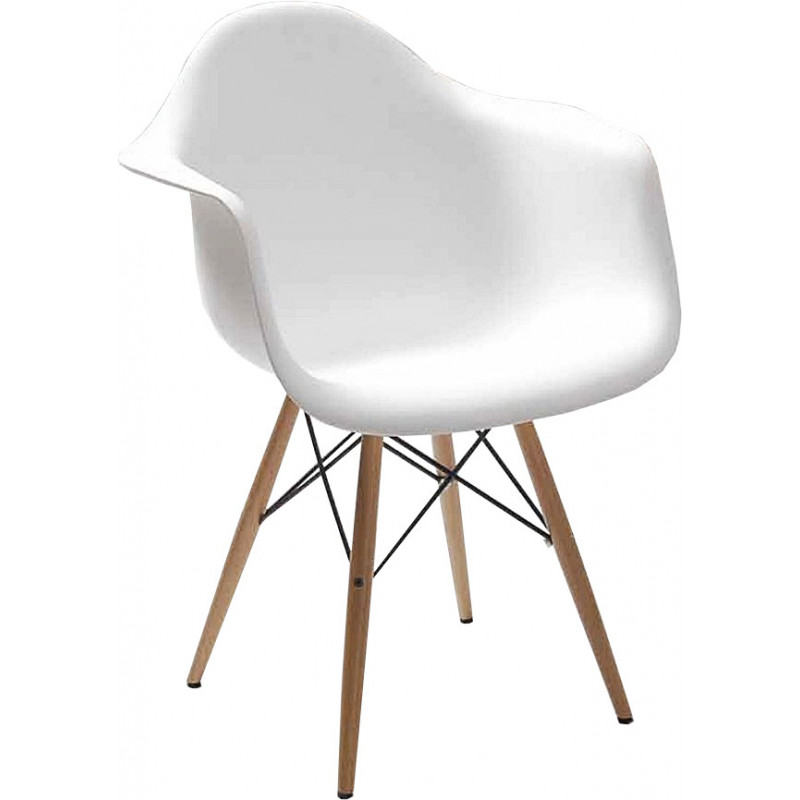 Table à manger blanche + 4 chaises à accoudoirs en tissu patchwork