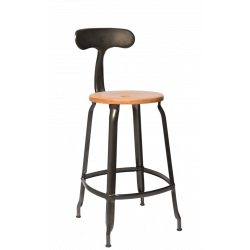 TABOURET NICOLLE BOIS ET MÉTAL INDUSTRIEL FRANÇAIS