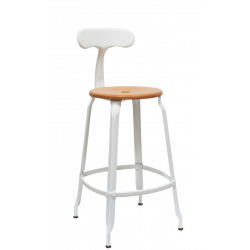 TABOURET NICOLLE BOIS ET MÉTAL INDUSTRIEL FRANÇAIS