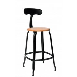 TABOURET NICOLLE BOIS ET MÉTAL INDUSTRIEL FRANÇAIS