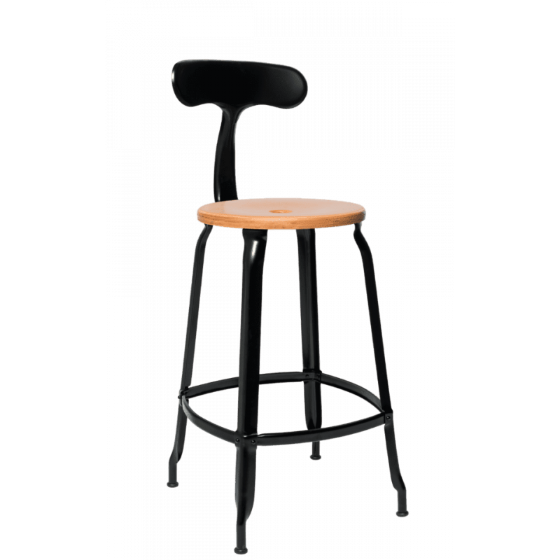 TABOURET NICOLLE BOIS ET MÉTAL INDUSTRIEL FRANÇAIS