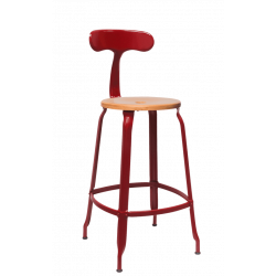 TABOURET NICOLLE BOIS ET MÉTAL INDUSTRIEL FRANÇAIS