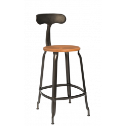 TABOURET NICOLLE BOIS ET MÉTAL INDUSTRIEL FRANÇAIS