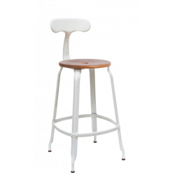 TABOURET NICOLLE BOIS ET MÉTAL INDUSTRIEL FRANÇAIS