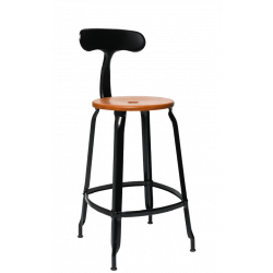 TABOURET NICOLLE BOIS ET MÉTAL INDUSTRIEL FRANÇAIS