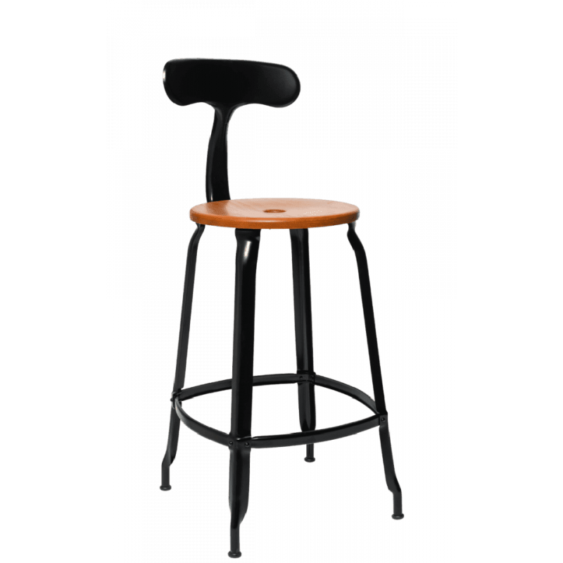 TABOURET NICOLLE BOIS ET MÉTAL INDUSTRIEL FRANÇAIS