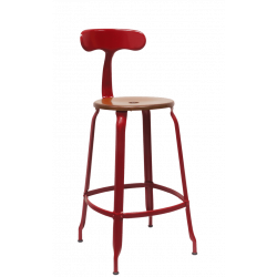 TABOURET NICOLLE BOIS ET MÉTAL INDUSTRIEL FRANÇAIS