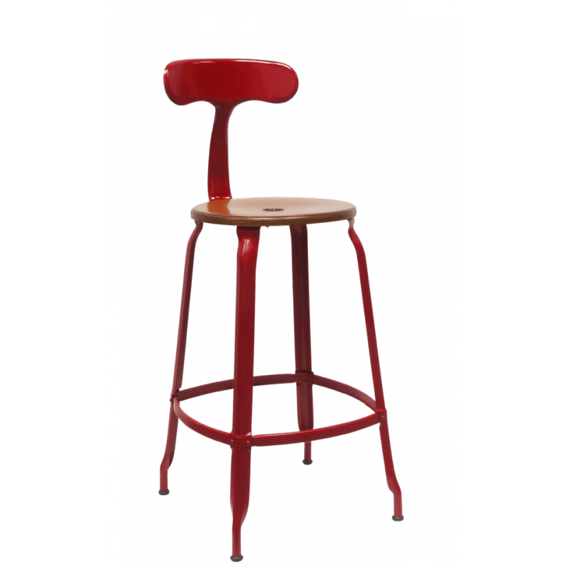 TABOURET NICOLLE BOIS ET MÉTAL INDUSTRIEL FRANÇAIS