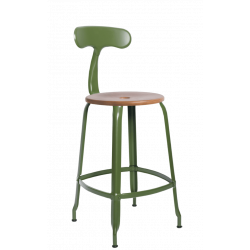 TABOURET NICOLLE BOIS ET MÉTAL INDUSTRIEL FRANÇAIS