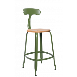 TABOURET NICOLLE BOIS ET MÉTAL INDUSTRIEL FRANÇAIS