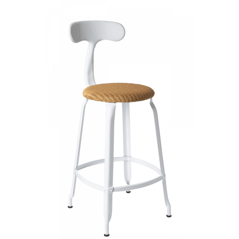 TABOURET  NICOLLE SNACK INDUSTRIEL FRANÇAIS ROTIN ET MÉTAL