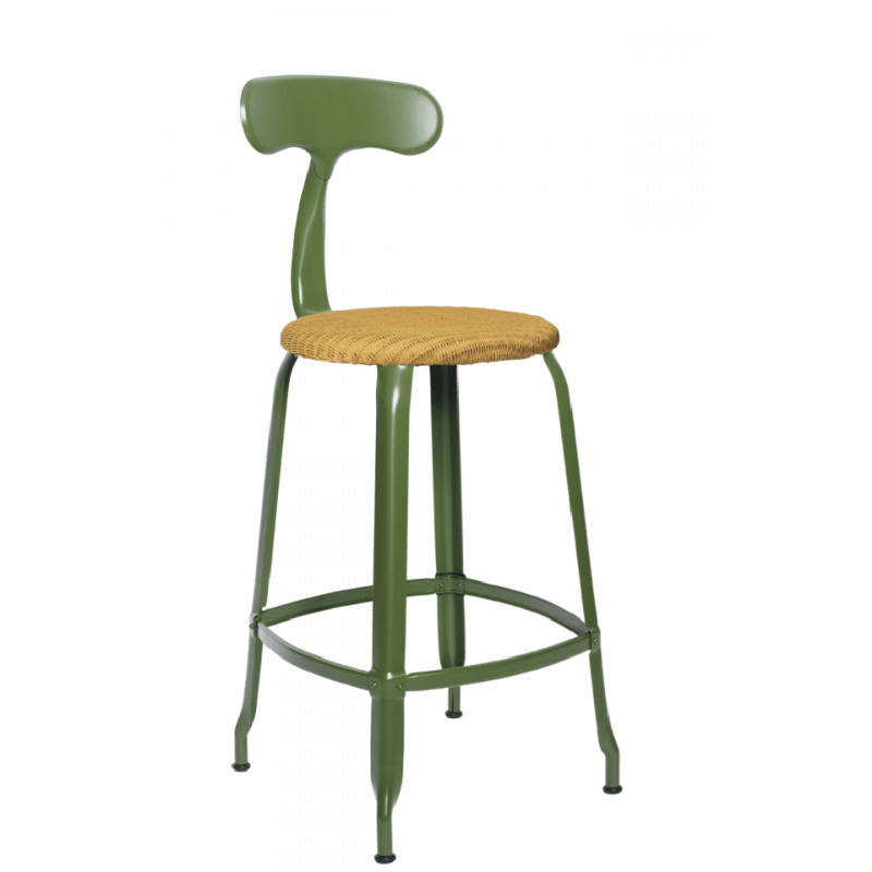 TABOURET  NICOLLE SNACK INDUSTRIEL FRANÇAIS ROTIN ET MÉTAL