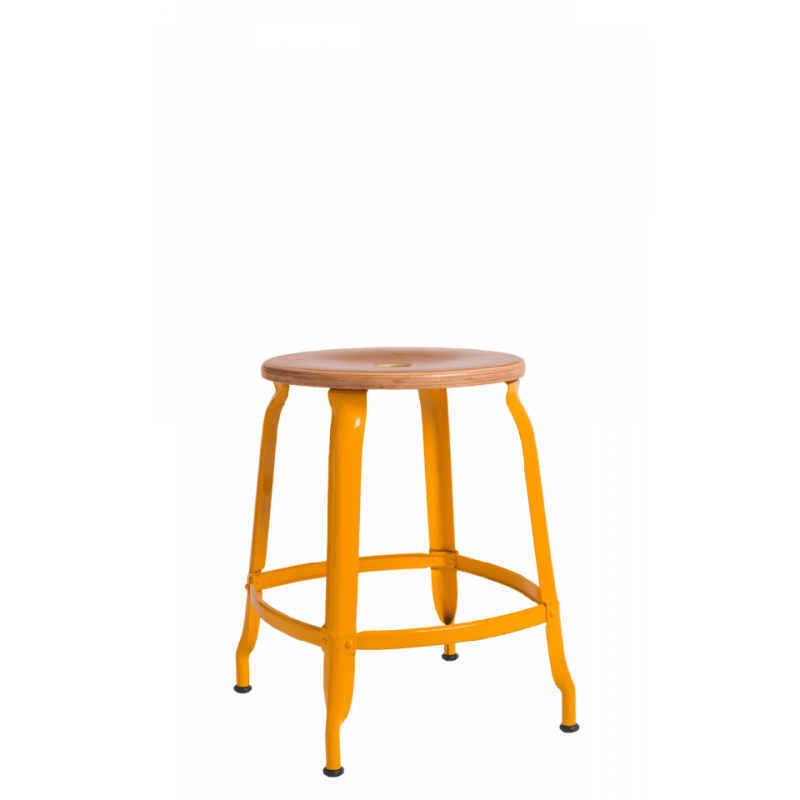 TABOURET NICOLLE BAS INDUSTRIEL FRANÇAISE BOIS ET MÉTAL