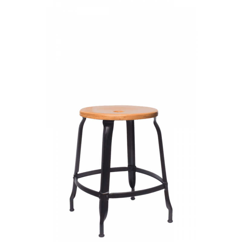 TABOURET NICOLLE BAS INDUSTRIEL FRANÇAISE BOIS ET MÉTAL