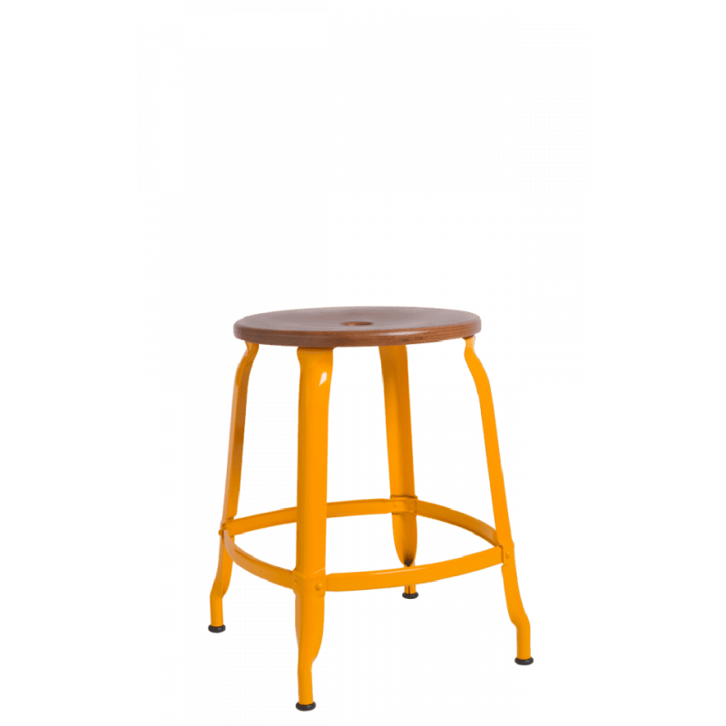 TABOURET NICOLLE BAS INDUSTRIEL FRANÇAISE BOIS ET MÉTAL