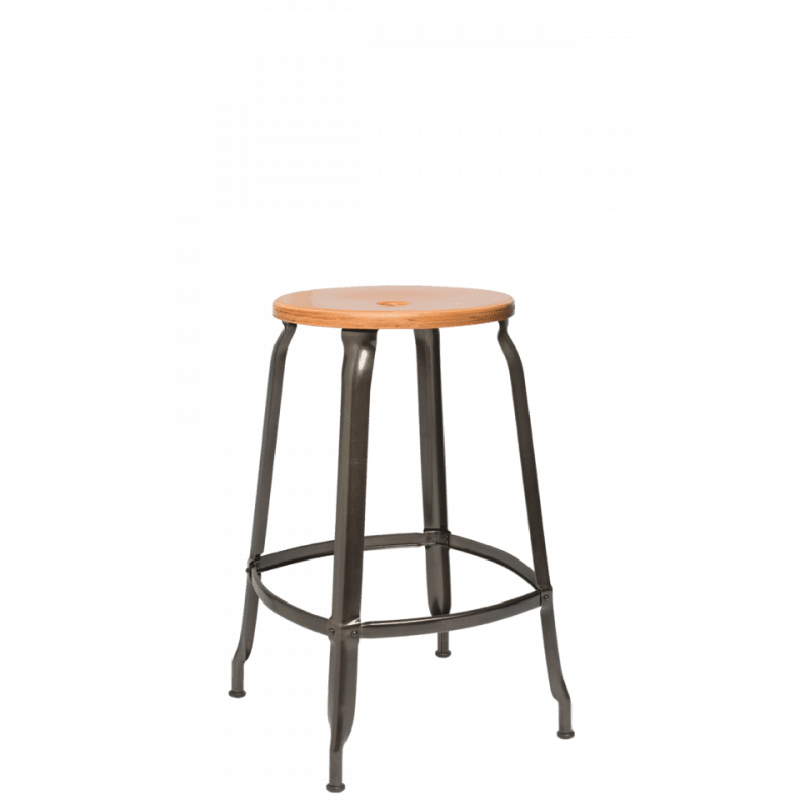 TABOURET NICOLLE SNACK INDUSTRIEL FRANÇAIS BOIS ET MÉTAL