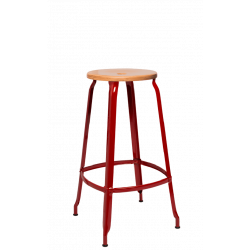 TABOURET NICOLLE BAR INDUSTRIEL FRANÇAIS BOIS ET MÉTAL