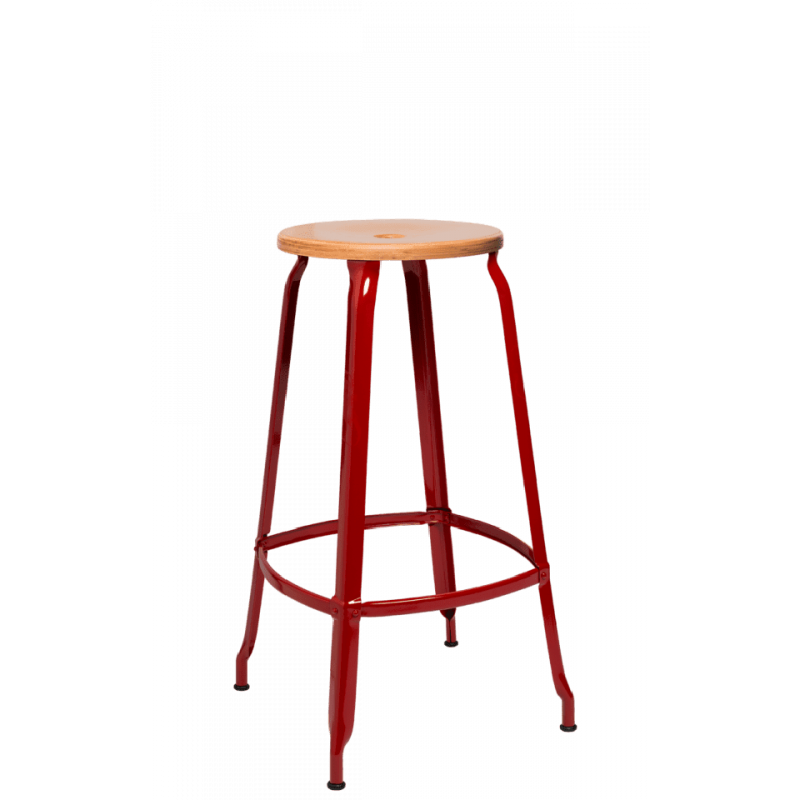 TABOURET NICOLLE BAR INDUSTRIEL FRANÇAIS BOIS ET MÉTAL