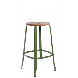 TABOURET NICOLLE BAR INDUSTRIEL FRANÇAIS BOIS ET MÉTAL