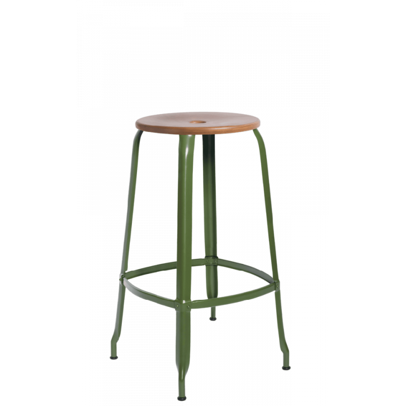 TABOURET NICOLLE BAR INDUSTRIEL FRANÇAIS BOIS ET MÉTAL