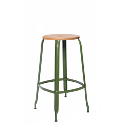 TABOURET NICOLLE BAR INDUSTRIEL FRANÇAIS BOIS ET MÉTAL