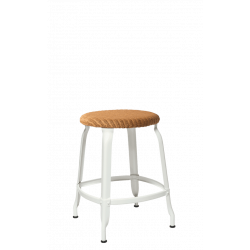 TABOURET  NICOLLE BAS INDUSTRIEL FRANÇAIS ROTIN ET MÉTAL