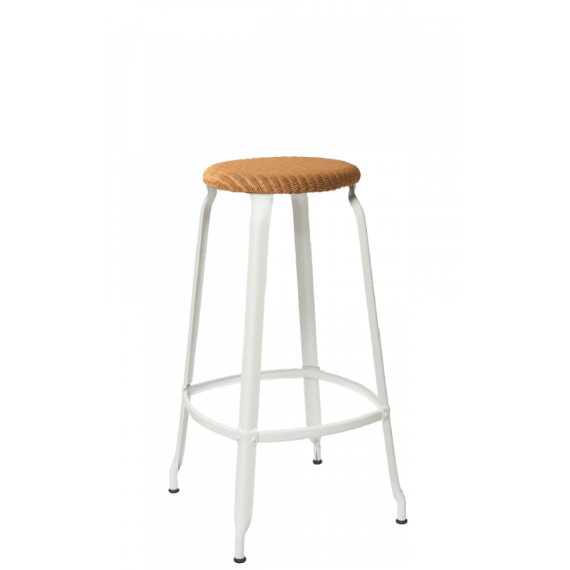 TABOURET  NICOLLE BAR INDUSTRIEL FRANÇAIS ROTIN ET MÉTAL