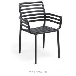 FAUTEUIL DE TERRASSE GRIS EN POLYPROPYLÈNE EMPILABLE DOGA