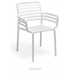 FAUTEUIL DE TERRASSE BLANC EN POLYPROPYLÈNE EMPILABLE DOGA