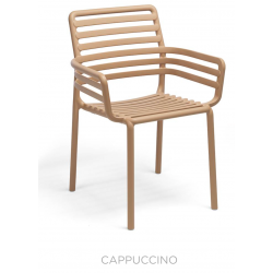 FAUTEUIL DE TERRASSE TAUPE EN POLYPROPYLÈNE EMPILABLE DOGA