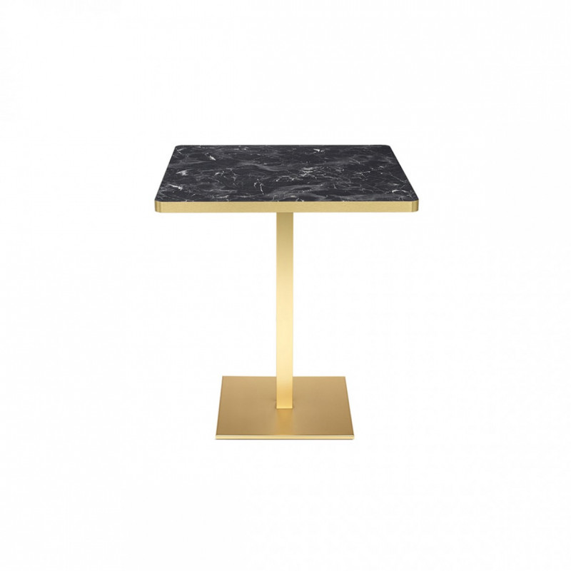 Table Carré Bistrot TIFFANY Dorée Effet Marbre - Le Chaisier