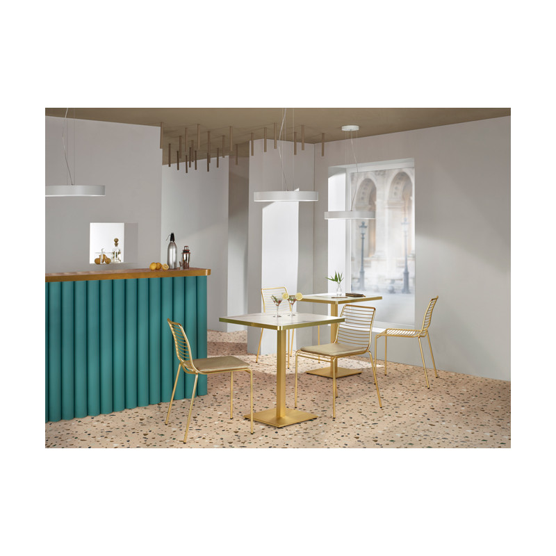 Table Carré Bistrot TIFFANY Dorée Effet Marbre - Le Chaisier