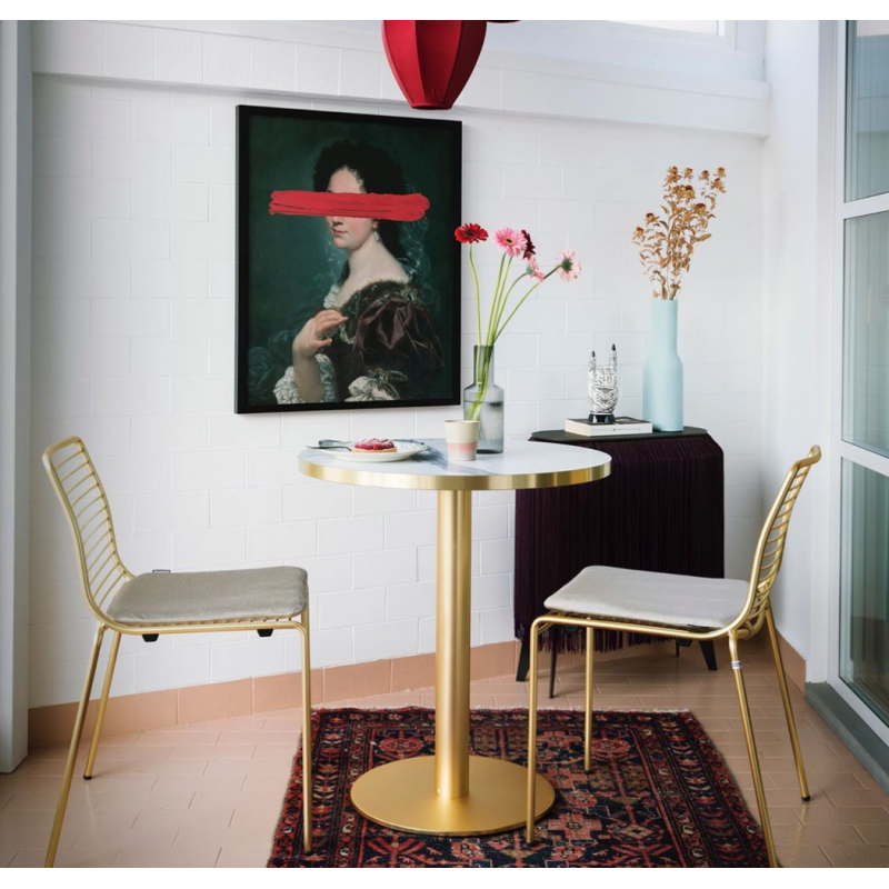 Table Bistrot Ronde Doré et Marbre TIFFANY - Le Chaisier