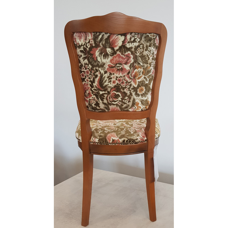 CHAISE DE STYLE RÉGENCE GARNIE BOIS MERISIER ET TISSU VELOURS PROMO