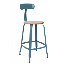 TABOURET NICOLLE BOIS ET MÉTAL INDUSTRIEL FRANÇAIS