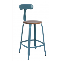 TABOURET NICOLLE BOIS ET MÉTAL INDUSTRIEL FRANÇAIS