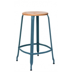 TABOURET NICOLLE BAR INDUSTRIEL FRANÇAIS BOIS ET MÉTAL