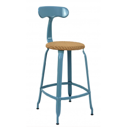 TABOURET  NICOLLE SNACK INDUSTRIEL FRANÇAIS ROTIN ET MÉTAL