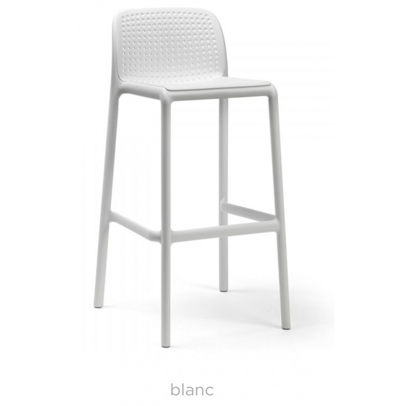TABOURET DE BAR EMPILABLE BLANC D'EXTÉRIEUR EN POLYPROPYLÈNE LIDO