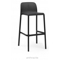 TABOURET DE BAR EMPILABLE NOIR D'EXTÉRIEUR EN POLYPROPYLÈNE LIDO