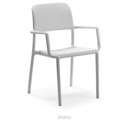 FAUTEUIL BLANC EMPILABLE D'EXTÉRIEUR EN POLYPROPYLÈNE BORA